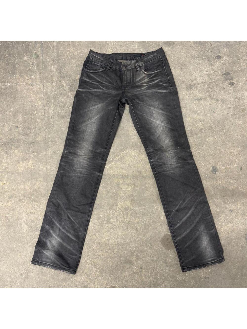 Vintage Y2K Ultra Low Rise Jeans Faded Grey Sandblasted Flare